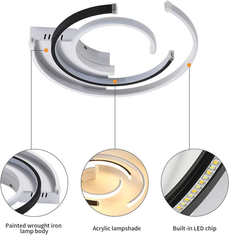 Dimmbare LED-Deckenleuchte mit Fernbedienung, 36 W, moderne LED-Deckenleuchte, 41 cm, Schlafzimmer-Deckenleuchten für Zuhause, Büro, Schlafzimmer, Wohnzimmer, Küche, Balkon, Flur, 3000–6000 K