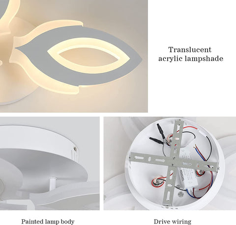 LED-Deckenleuchte, 45W 3600LM Deckenleuchte, moderne 3-flammige LED-Deckenleuchte mit Blütenblatt für Wohnzimmer, Schlafzimmer, Restaurant, Kinderzimmer, Flur
