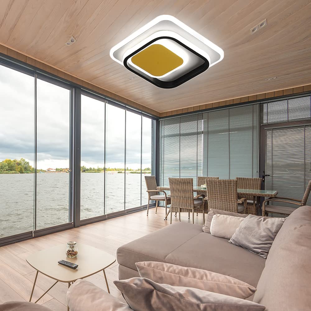 LED Deckenleuchte, 36W Acryl LED Deckenleuchte, 25x25CM Moderne Quadratische Zimmerlampe für Balkon Schlafzimmer Wohnzimmer Kaltweiß 6000K