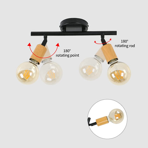 Deckenstrahler, schwarze verstellbare Strahler-Deckenleuchte, 2-fach verstellbare industrielle LED-Deckenleuchte für Büro-Flur-Treppen