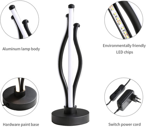LED Schreibtischlampe, Leselampe mit warmer Lichtkurve, mit Verbindungskabel, moderne Nachttischlampe für Wohnzimmer, Gästezimmer, Kommode, Tischdekoration
