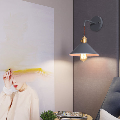 Plug-in-dimmbare Wandleuchte für Schlafzimmer im nordischen Stil, Macaron-Kerze, einfache europäische kreative Treppe, Gang mit Schalter, Wandleuchte, Grau (Leuchtmittel nicht im Lieferumfang enthalten)