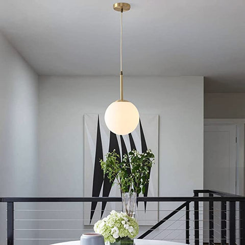 LED-Schlafzimmer-Nachttisch-Kronleuchter, nordische Einzelkopf-Persönlichkeits-Glaskugel-Deckenlampe, postmoderne, einfache kreative Pendelleuchte, Heim-Esszimmer-Dekoration, Innenbeleuchtung (Glühbirne nicht im Lieferumfang enthalten).