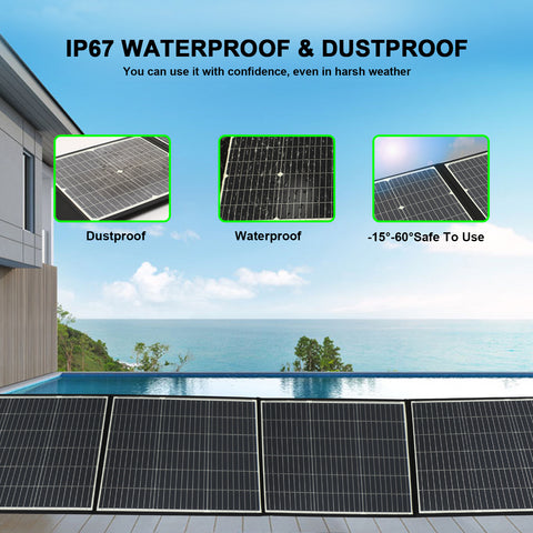 200-W-Solarpanel – monokristalline Leistung, DC 20 V/10 A oder 39 V/5,12 A Ausgang, 3-lagig