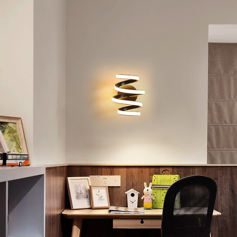 LED-Wandleuchte, 21 W, schwarze Spirale, einfache moderne Kreativität, Aluminium-Metall-Wandleuchte, 3000 K, Innenwandleuchte, geeignet für Schlafzimmer, Flur, Wohnzimmer, Bar 