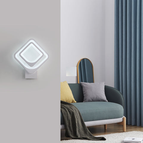 32 W Innenwandleuchte, weiße LED-Wandleuchte, quadratisch drehbar, für Innentreppen, Wohnzimmer, Schlafzimmer