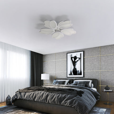 LED-Deckenleuchte, moderne Blütenblatt-LED-Deckenleuchte, weiße Pendelleuchte 60 W, 5600 lm, 6000 K weißes Licht, LED-Deckenleuchte für Wohnzimmer, Küche, Schlafzimmer, Esszimmer, Ø63 cm 