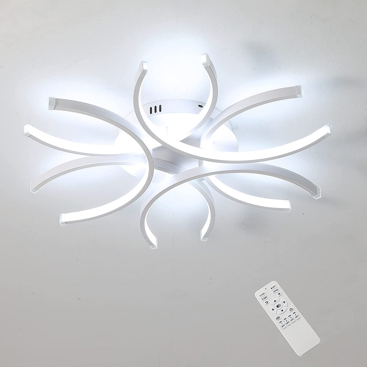 LED Plafonnier , 72W 6400LM Dimmable Télécommande Plafonniers, Pétales Courbes Modernes