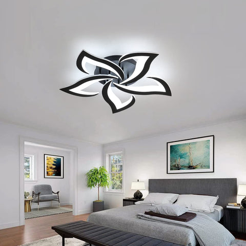 Moderne LED-Deckenleuchte, 60 W, kreatives Blütenblatt-Design, Deckenleuchte aus Acryl, für Wohnzimmer, Schlafzimmer, Arbeitszimmer, Durchmesser 60 cm, Schwarzlicht 6000 K, Kaltweiß