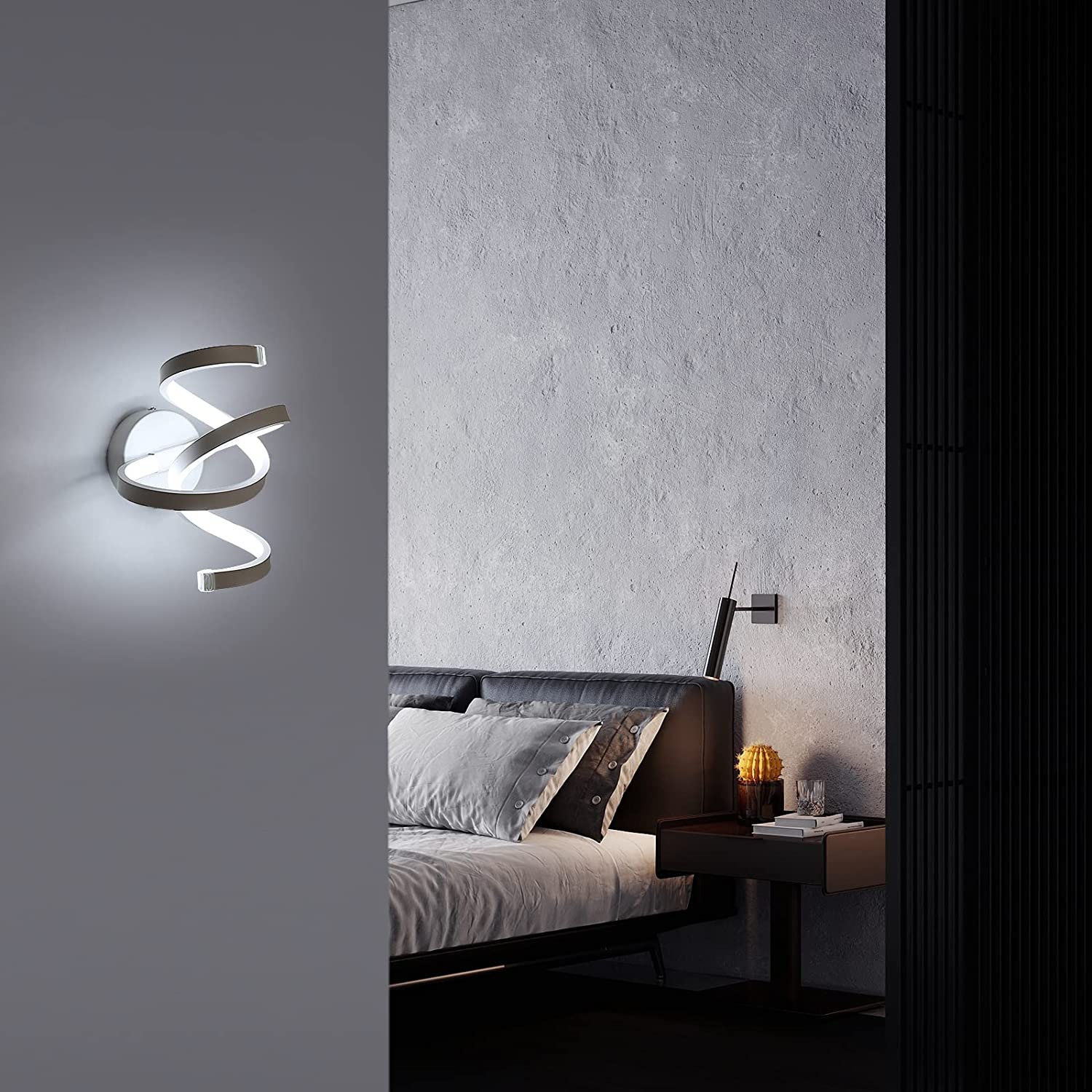 Applique Murale Interieur 20W (6000K) LED Blanc Froid, Applique Murale Spirale Moderne