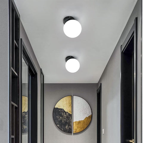 Wandleuchte für den Innenbereich, Glas, moderne kugelförmige Wandleuchte mit E27-Sockel für Schlafzimmer, Wohnzimmer, Flur, Eingangsbereich, Schwarz (Glühbirne nicht im Lieferumfang enthalten)
