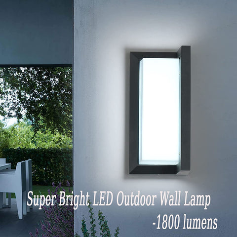 16W Außenwandleuchte, IP65 wasserdichte LED-Wandleuchte, quadratische wasserdichte Außenwandleuchten für Balkon, Garten, Terrasse, Kaltweiß 6500K, Schwarz