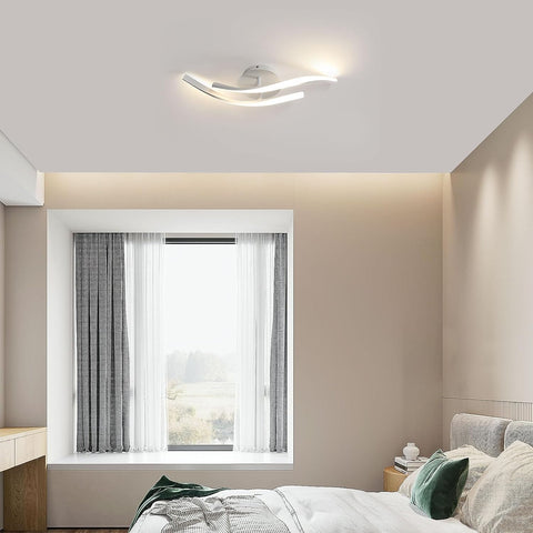 LED-Deckenleuchte, 18 W, modernes Design, warmweiß, 3000 K, Linienform, Deckenleuchte für Wohnzimmer, Schlafzimmer, Esszimmer, Büro, Weiß 