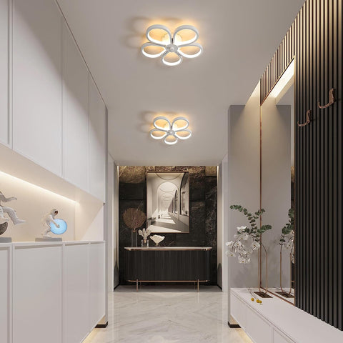 LED-Deckenleuchte, 30 W, modernes Design, kreative Blumenform, Deckenleuchte, Warmweiß 3000 K, für Wohnzimmer, Schlafzimmer, Esszimmer, Büro, Weiß 