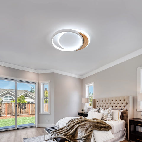 Moderne LED-Deckenleuchte, 28W Moderne Deckenleuchte, Ø30CM * 5CM Runde LED-Deckenleuchte aus Holz für Schlafzimmer, Küche, Flur, Eingang, kaltweißes Licht, 6000K