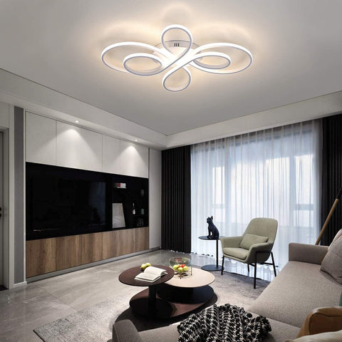 Moderne dimmbare LED-Deckenleuchte, kreative Blumenform, Deckenleuchte, 3000 K-6000 K, für Wohnzimmer, Schlafzimmer, Esszimmer, Büro, Weiß 