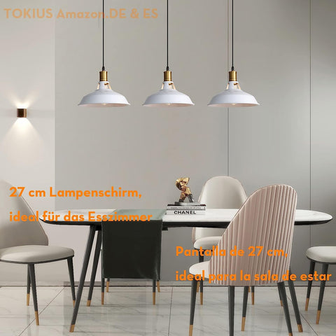 Vintage-Pendelleuchte, Metall-Kronleuchter, E27-Sockel, für Wohnzimmer, Schlafzimmer, Esszimmer, Büro, Bar, Café, Weiß 