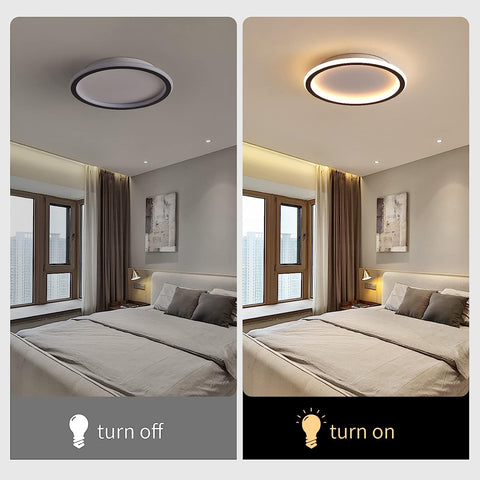 Moderne LED-Deckenleuchte, 24 W, warmweiß, 3000 K, runde Deckenlampe für Wohnzimmer, Schlafzimmer, Esszimmer, Büro, Schwarz 