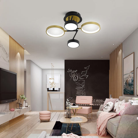 Moderne LED-Deckenleuchte, 28 W, runde Deckenleuchte, 4 Ringe, Deckenleuchte, Kronleuchter für Schlafzimmer, Wohnzimmer, Flur, Büro, Esszimmer, Küche 