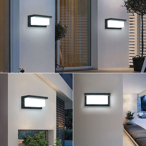 16W Außenwandleuchte, IP65 wasserdichte LED-Wandleuchte, quadratische wasserdichte Außenwandleuchten für Balkon, Garten, Terrasse, Kaltweiß 6500K, Schwarz