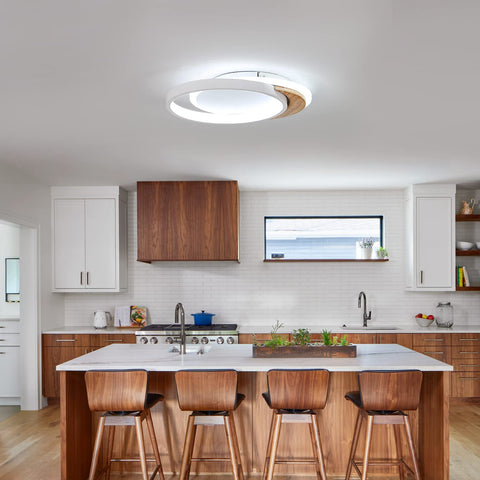 Moderne LED-Deckenleuchte, 28W Moderne Deckenleuchte, Ø30CM * 5CM Runde LED-Deckenleuchte aus Holz für Schlafzimmer, Küche, Flur, Eingang, kaltweißes Licht, 6000K