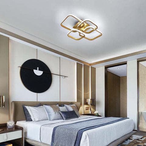 Modernes Design, LED-Deckenleuchte, quadratisch, kreisförmig, Deckenlampe, Kaltweiß 6000 K, für Wohnzimmer, Schlafzimmer, Esszimmer, Büro, Gold
