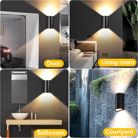 Außenwandleuchte, 10 W, warmweiße LED-Wandleuchte, 3000 K, wasserdicht, IP65, für Eingangsbereich, Flur, Innenhof, Garten, Terrasse, Balkon, Garage, Schwarz