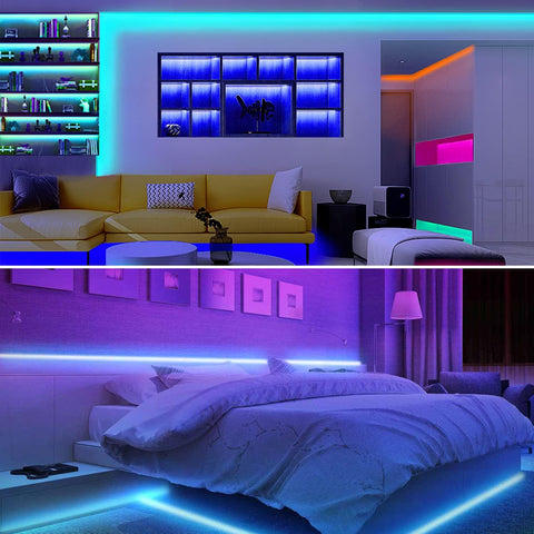 Intelligenter WLAN-LED-Streifen, 5 m, 5050 RGB-App-Steuerung, IP65 wasserdicht, mehrfarbig, flexibler Lichtstreifen mit Fernbedienung für Zuhause, Küche, Fernseher, Schlafzimmer, Party, festliche Dekoration