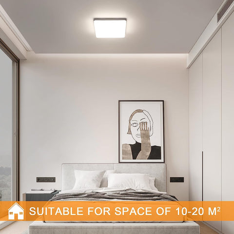 Quadratische LED-Deckenleuchte, LED-Deckenleuchte, IP44-LED-Deckenleuchte, Deckenleuchte, anwendbar für Badezimmer, Wohnzimmer, Küche, Schlafzimmer, Flur, Balkon, 36 W, 4000 K (23 x 23 cm)