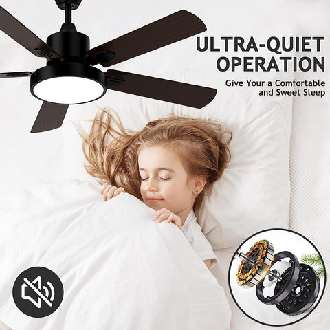 Deckenventilator dimmbar mit Fernbedienung, moderne Pendelleuchte für Wohnzimmer, Schlafzimmer, Esszimmer, Büro 