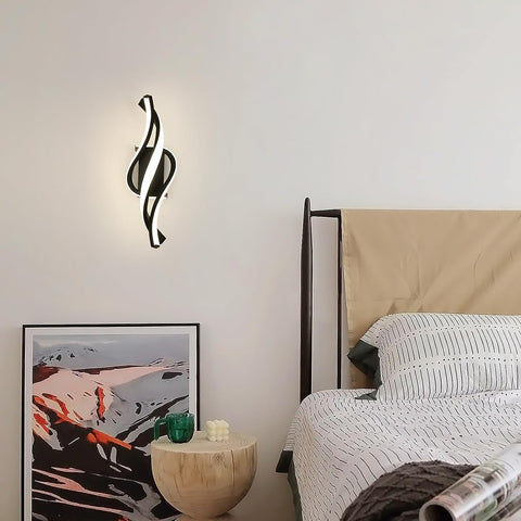 LED-Wandleuchte, 22 W, moderne Spiralform, Wandleuchte, Neutralweiß 4000 K, für Schlafzimmer, Wohnzimmer, Flur, Eingangsbereich, Schwarz 