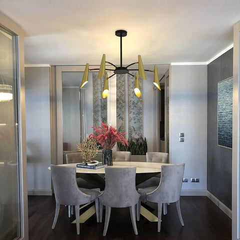 Moderne kreative industrielle Kronleuchter-Pendelleuchte anpassen Iron Art Pigeon Deckenleuchte für Wohnzimmer Schlafzimmer (Gold + Schwarz)