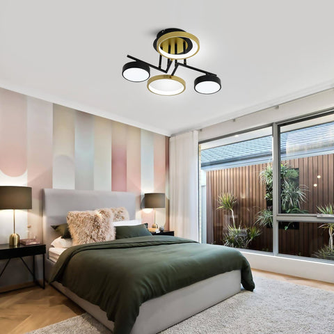 Moderne LED-Deckenleuchte, 28 W, runde Deckenleuchte, 4 Ringe, Deckenleuchte, Kronleuchter für Schlafzimmer, Wohnzimmer, Flur, Büro, Esszimmer, Küche 