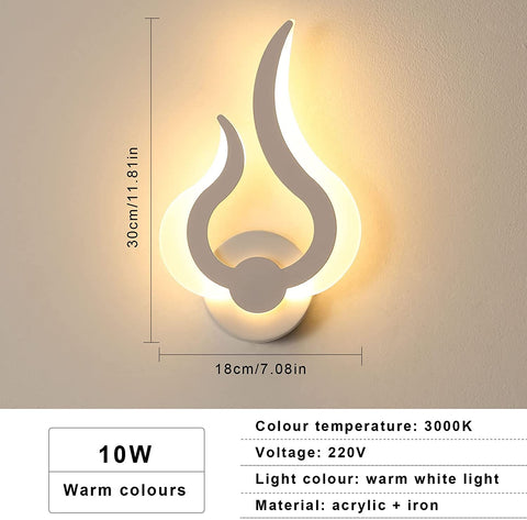 LED-Wandleuchte für den Innenbereich, moderne LED-Wandleuchte 12 W, Warmweiß 3000 K, 220 V, Acryl, Flammenform, montierte Nachtlichter, für Wohnzimmer, Flur, Schlafzimmer, B18 cm * H30 cm