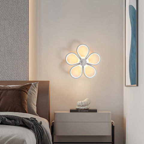 LED-Deckenleuchte, 30 W, modernes Design, kreative Blumenform, Deckenleuchte, Warmweiß 3000 K, für Wohnzimmer, Schlafzimmer, Esszimmer, Büro, Weiß 