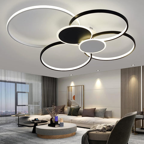 LED-Deckenleuchte, dimmbar, moderne Kreisringe-Deckenleuchte, 3000–6000 K, für Wohnzimmer, Schlafzimmer, Esszimmer, Büro