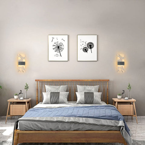 2 Stück Innenwandleuchte 12 W, 3000 K warmweißes Licht, Innen-LED-Wandleuchte, Acrylfeder, moderne LED-Wandbeleuchtung für Schlafzimmer, Wohnzimmer, Flur, Treppenhaus (Silber)