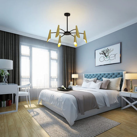Moderne kreative industrielle Kronleuchter-Pendelleuchte anpassen Iron Art Pigeon Deckenleuchte für Wohnzimmer Schlafzimmer (Gold + Schwarz)