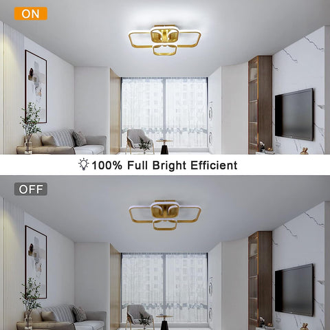 Modernes Design, LED-Deckenleuchte, quadratisch, kreisförmig, Deckenlampe, Kaltweiß 6000 K, für Wohnzimmer, Schlafzimmer, Esszimmer, Büro, Gold