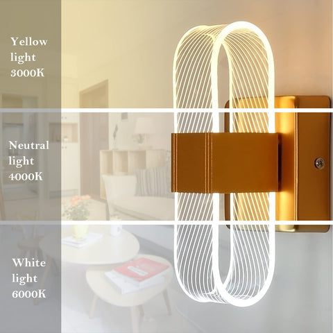 10 W dimmbare LED-Innenwandleuchte, moderne kreative romantische Acryl-Design-Wandlampe, 3000 K-6000 K Licht, Nachttischlampe für Schlafzimmer, Wohnzimmer, Flur (Gold)