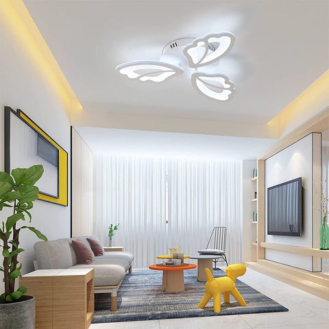 42 W 3480 Lumen LED-Deckenleuchte, moderne weiße Deckenleuchte, 6000 K Acryl-Deckenleuchte, 3 Flügel müssen zusammengebaut werden, für Wohnzimmer, Schlafzimmer