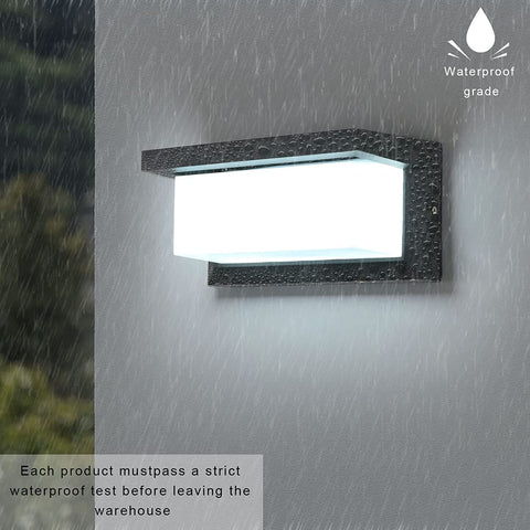 16W Außenwandleuchte, IP65 wasserdichte LED-Wandleuchte, quadratische wasserdichte Außenwandleuchten für Balkon, Garten, Terrasse, Kaltweiß 6500K, Schwarz