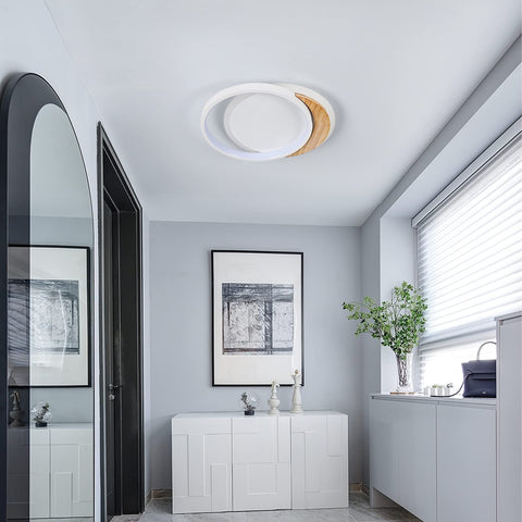 Moderne LED-Deckenleuchte, 28W Moderne Deckenleuchte, Ø30CM * 5CM Runde LED-Deckenleuchte aus Holz für Schlafzimmer, Küche, Flur, Eingang, kaltweißes Licht, 6000K