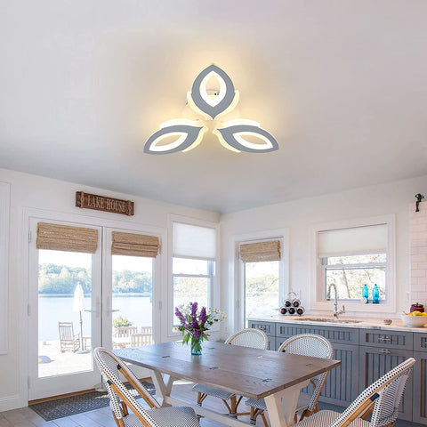 LED-Deckenleuchte, 45W 3600LM Deckenleuchte, moderne 3-flammige LED-Deckenleuchte mit Blütenblatt für Wohnzimmer, Schlafzimmer, Restaurant, Kinderzimmer, Flur