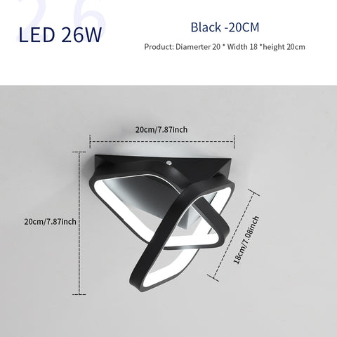 Moderne LED-Deckenleuchte 24 W, 2 schräge, quadratische Deckenleuchten aus Aluminium, Deckenleuchte aus schwarzem Metall, für Flur, Eingangsbereich, Balkon, kaltweißes Licht/6500 K 
