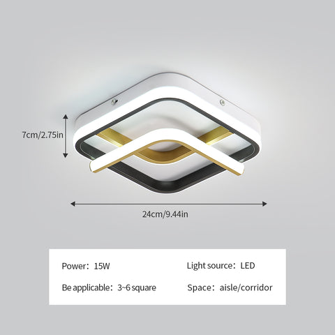 Moderne LED-Deckenleuchte, 23 W, quadratische Deckenleuchte, 6000 K (kaltweißes Licht), Acryl-Deckenlampe, geeignet für Badezimmer, Küche, Wohnzimmer, Schlafzimmer (Schwarzgold)