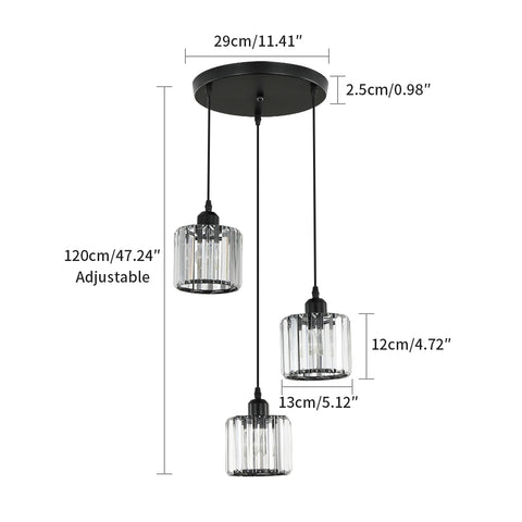 Nordischer moderner minimalistischer Kronleuchter E27 halbbündige LED-Kristall-Esszimmer-Deckenlampe (rund, 3 Lichter)
