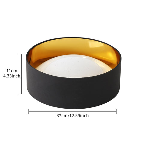 Moderne Deckenleuchte 12W 1000LM, 3000K Schwarz und Gold Pailletten Deckenleuchte, LED-Kronleuchter mit Sternenhimmel-Effekt für Wohnzimmer, Schlafzimmer