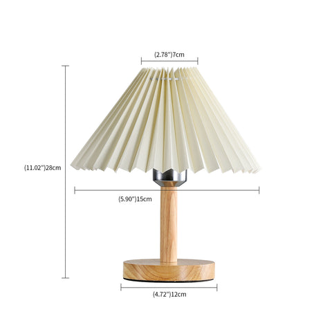 Schreibtischlampe, E27-Plissee-Tischlampe aus Holz, kreatives Mini-Stimmungslicht für Schlafzimmer