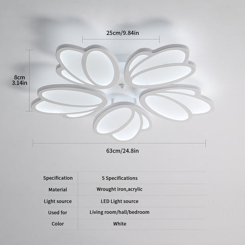 LED-Deckenleuchte, moderne Blütenblatt-LED-Deckenleuchte, weiße Pendelleuchte 60 W, 5600 lm, 6000 K weißes Licht, LED-Deckenleuchte für Wohnzimmer, Küche, Schlafzimmer, Esszimmer, Ø63 cm 
